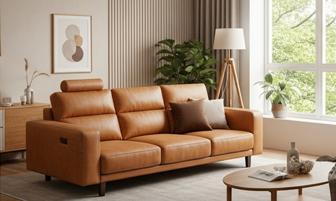 SF2508- Sofa  Da Phong Cách Bắc Âu Tối Giản