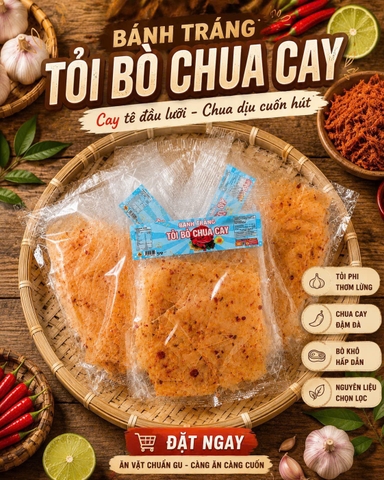 Bánh tráng tỏi bò chua cay 50g ( 1 bịch )
