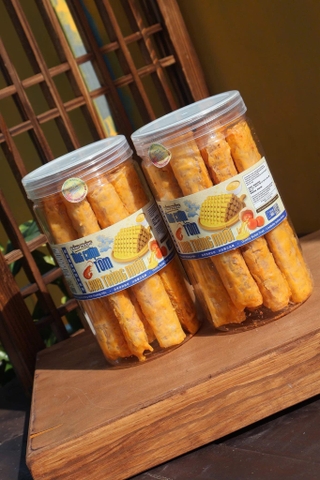 Bánh tráng cuộn tôm sấy giòn lava trứng muối