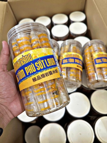 Bánh tráng cuộn tôm sấy giòn lava trứng muối