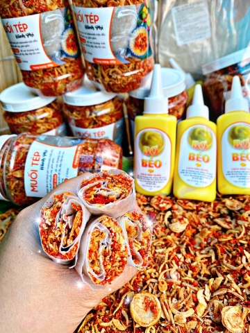 Set bánh tráng muối tép hành phi - tóp mỡ - bơ 2 vị lớn