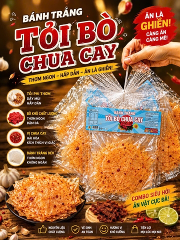Bánh tráng tỏi bò chua cay 50g ( 1 bịch )