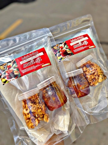 Bánh tráng chấm muối sệt - hành phi