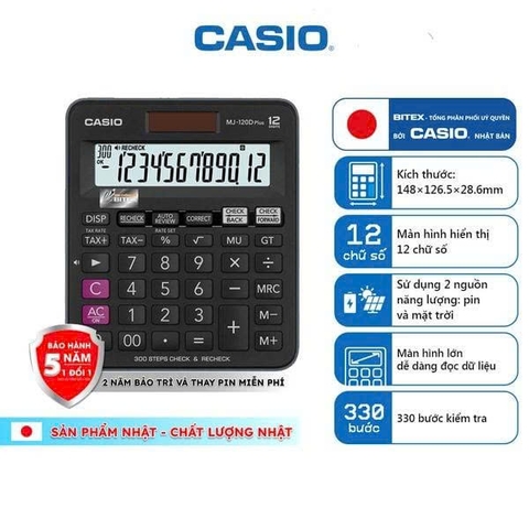 Máy tính 12 số Casio MJ 120D Plus (BH 1 năm)