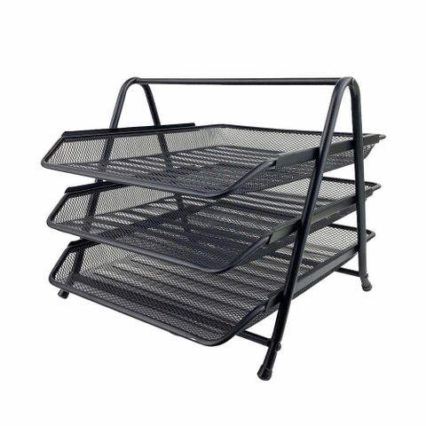 Khay 3 tầng trượt lưới kim loại HY62001A - Đen