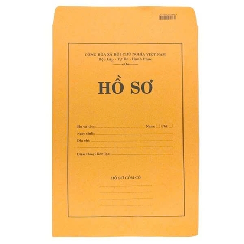 Bao thư A4 màu 24 x 35 cm có chữ Hồ Sơ ( 3 màu ) ( 100 cái/ xấp )