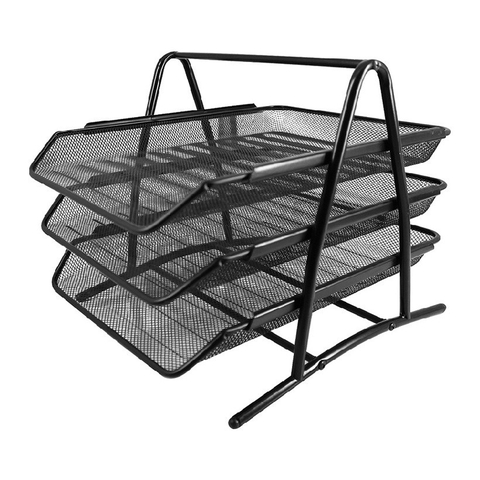 Khay 3 tầng trượt lưới kim loại B2163 - Đen