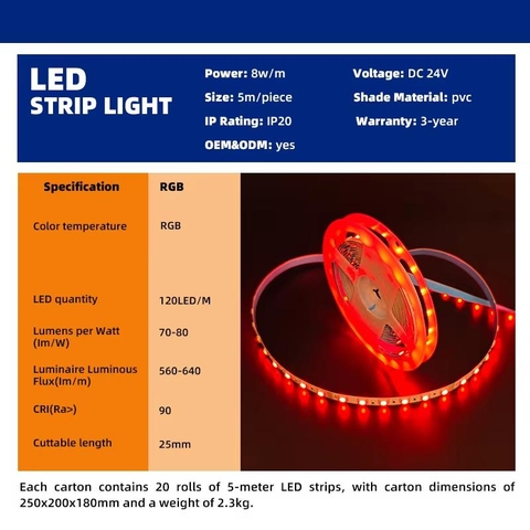 Đèn LED Dây Thông Minh 8W/m LEDSL-4 IP20 Đổi Màu RGB Tunable White - ZALAA OEM/ODM Smart LED Strip Light