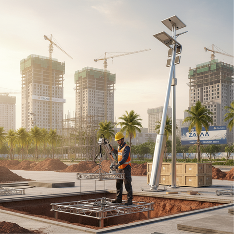 Giải Pháp Kết Cấu Móng & Lắp Đặt Cột Đèn Toàn Diện ZALAA