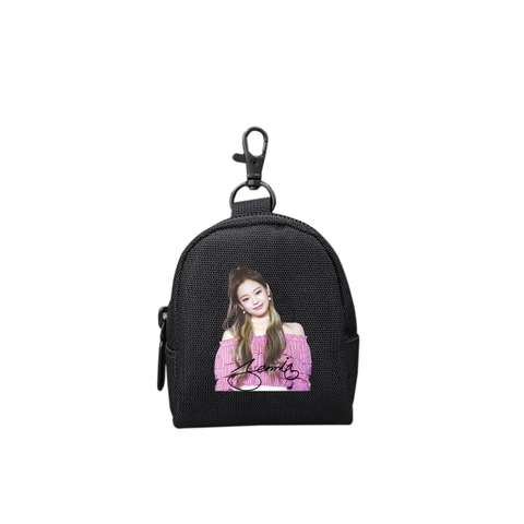 Ví móc khóa TROY OVAL HỌA TIẾT đựng tiền lẻ, phụ kiện tai nghe,. chất vải bố pvc chống thấm, size 9 x 7 x 4cm