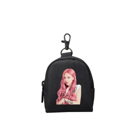 Ví móc khóa TROY OVAL HỌA TIẾT đựng tiền lẻ, phụ kiện tai nghe,. chất vải bố pvc chống thấm, size 9 x 7 x 4cm