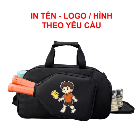 IN TÊN - LOGO THEO YC - PICKBAG Túi trống thể thao đựng vợt pickleball, ngăn đựng giày riêng. Vải bố pvc chống thấm