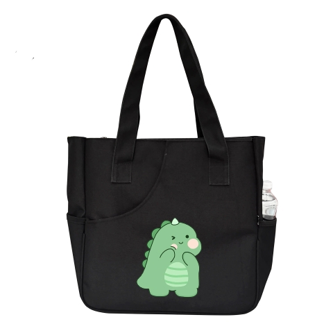 Túi tote TROY TOTE-PCK họa tiết khủng long dễ thương, vải bố canvas trượt nước, size lớn 37cm