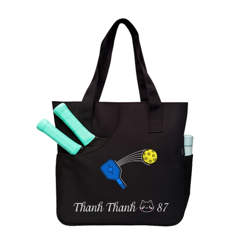 IN TÊN + LOGO THEO YÊU CẦU - Túi tote thể thao đựng vợt pickleball TOTE-PCK vải bố pvc trượt nước, size lớn 37 x 36 x 13cm