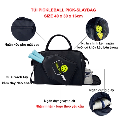 Túi thể thao đựng vợt pickleball TROY PICK-SLAYBAG ngăn đựng giày riêng, vải chống thấm, size 40cm