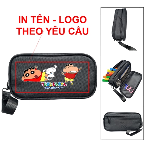 IN TÊN - LOGO THEO YC - VIRGO Bóp đựng bút viết, mỹ phẩm, phụ kiện size 22cm nhiều ngăn, chất vải bố pvc chống thấm