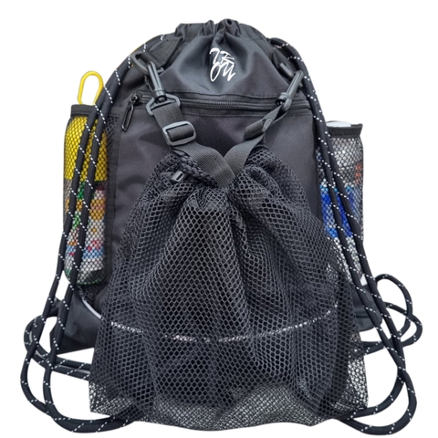 Balo dây rút thể thao có ngăn lưới đựng bóng rổ, bóng đá TROY Sport, vải bố PVC chống thấm