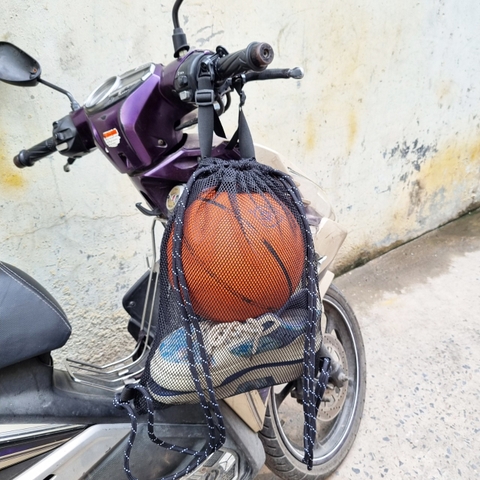 Balo dây rút lưới thể thao TROY đựng bóng rổ, bóng đá, chất vải lưới thoáng khí, dây màu ngẫu nhiên