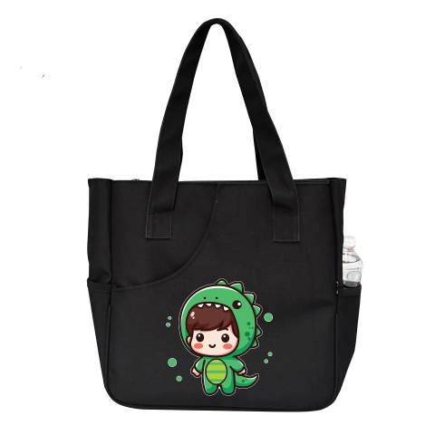 Túi tote TROY TOTE-PCK họa tiết khủng long dễ thương, vải bố canvas trượt nước, size lớn 37cm