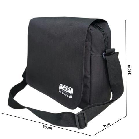 Cặp đeo chéo nam TROY Classic 4 màu lựa chọn, size 35 x 24cm đựng vừa A4, vải bố pvc chống thấm