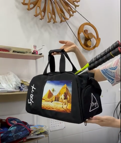 IN TÊN + LOGO THEO YÊU CẦU Túi trống thể thao du lịch HUNTER có ngăn đựng giày riêng. Vải bố pvc chống thấm