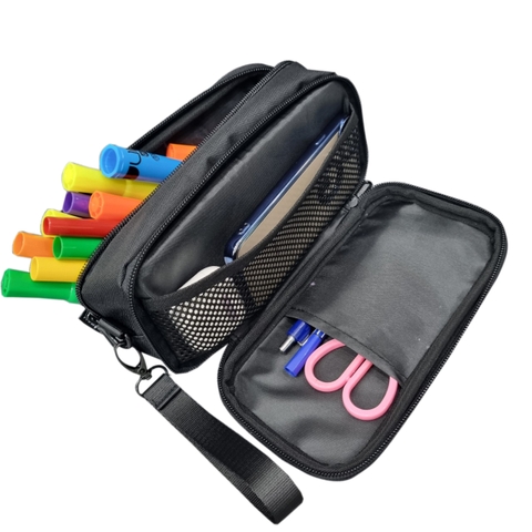 IN TÊN - LOGO THEO YC - VIRGO Bóp đựng bút viết, mỹ phẩm, phụ kiện size 22cm nhiều ngăn, chất vải bố pvc chống thấm