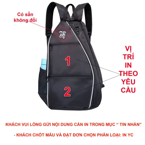 Balo thể thao đựng vợt TROY Pickleball, cầu lông, Tennis, vải bố chống thấm, size 45 x 33 x 18cm