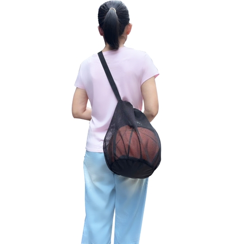 Túi lưới đáy tròn đựng bóng rổ bóng đá có quai đeo chéo