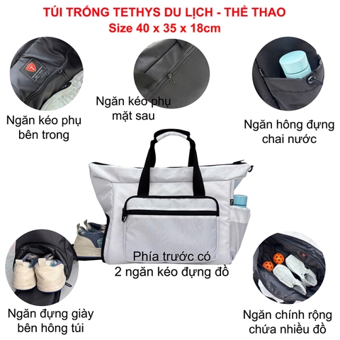 Túi trống du lịch thể thao TETHYS-DL có ngăn riêng đựng giày