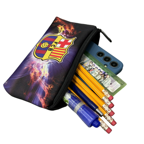 Bóp đựng bút viết dẹp TROY FB họa tiết câu lạc bộ bóng đá size 22 x 10cm, chất liệu vải bố