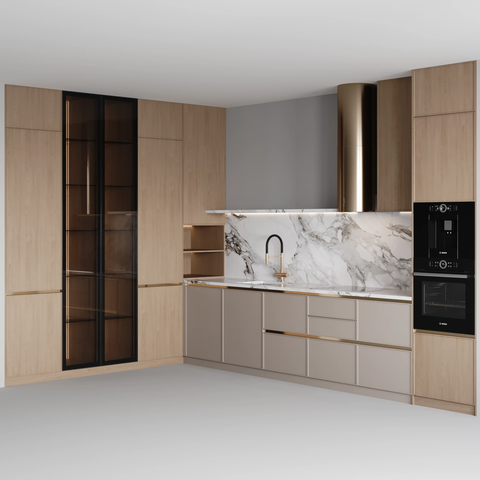 Tủ bếp góc L GoldTRA