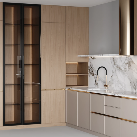 Tủ bếp góc L GoldTRA