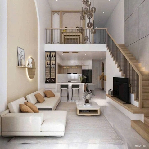 Mẫu nhà cấp 4 hiện đại, có gác lửng 4x17m