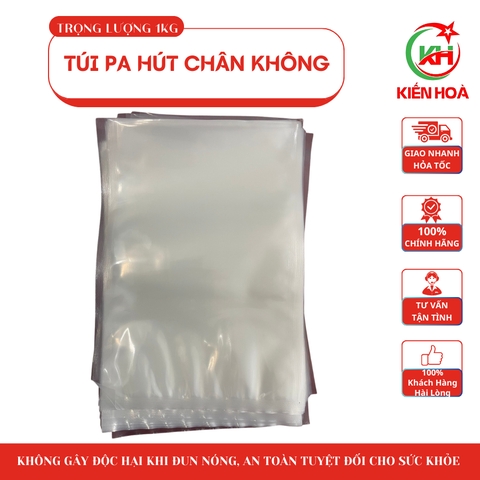 Túi PA hút chân không 10zem 2 mặt trơn - Trắng trong, sạch đẹp, thẩm mỹ cao [1KG]