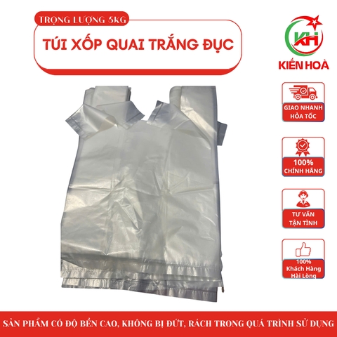 Túi xốp quai trắng đục (loại thường) – An toàn, bền chắc, tiện lợi [5KG/SIZE]