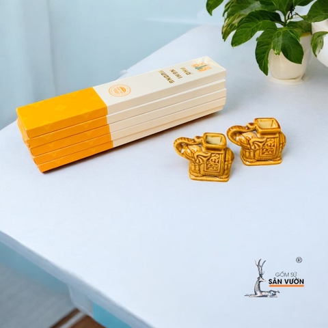 Combo Đế Gốm + Nhang Sạch Hương Thảo An Nhiên - Gốm Sứ Sân Vườn