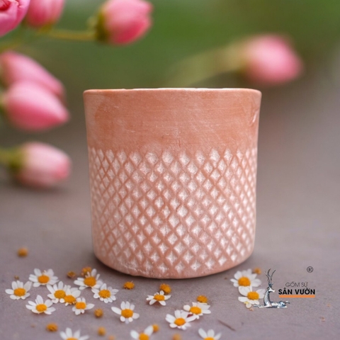 Chậu Gốm Đất Nung Vân Trụ Kim Cương  - Gốm Sứ Sân Vườn