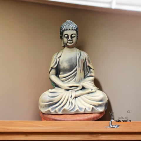Tượng Gốm Đất Nung Hình Phật Ngồi Khoanh Chân - Gốm Sứ Sân Vườn