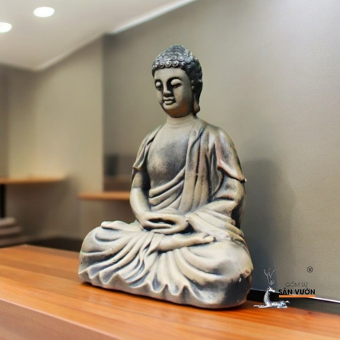 Tượng Gốm Đất Nung Hình Phật Ngồi Khoanh Chân - Gốm Sứ Sân Vườn