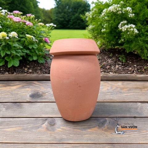 Bình Gốm Đất Nung Miệng Dày - Gốm Sứ Sân Vườn - Bình Decor Sân Vườn, Tiểu Cảnh