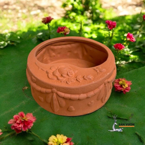Chậu Gốm Đất Nung Hình Bánh Kem - Gốm Sứ Sân Vườn - Chậu Trồng Sen Đá, Xương Rồng Mini