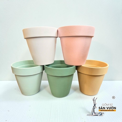 Chậu Gốm Đất Nung Ly Gờ Màu Pastel Size 15cm - Gốm Sứ Sân Vườn