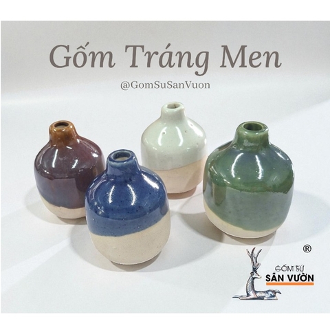 Lọ Cắm Hoa Gốm Men Mini 6cm - Gốm Sứ Sân Vườn