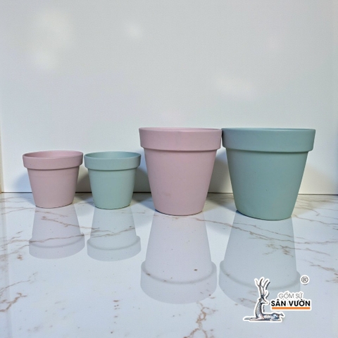 Chậu Gốm Đất Nung Ly Gờ Màu Pastel Size 10 cm - Gốm Sứ Sân Vườn