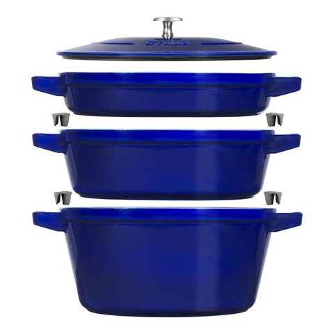 Nồi gang oval STAUB màu xanh đen