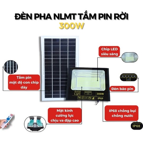 Đèn Pha Năng Lượng Mặt Trời 300w