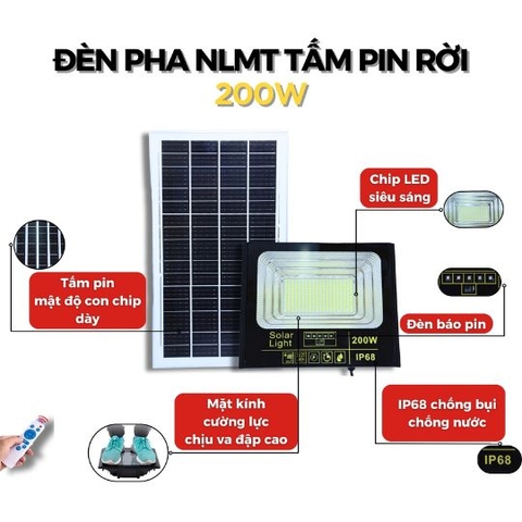Đèn Pha Năng Lượng Mặt Trời 200w