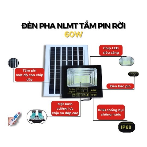Đèn Pha Năng Lượng Mặt Trời 60w