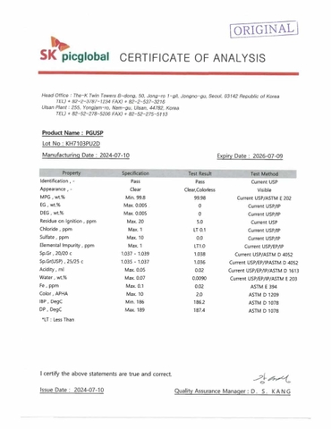1 LÍT PROPYLEN GLYCOL (PG)