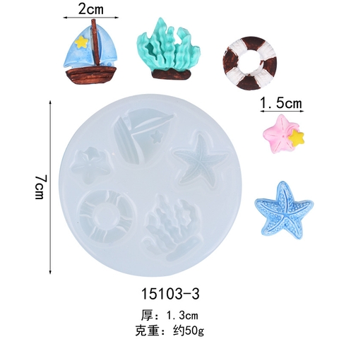 Khuôn silicon fondant hình vỏ sò sóng thuyền buồm sứa biển khuôn trang trí viền bánh sô cô la